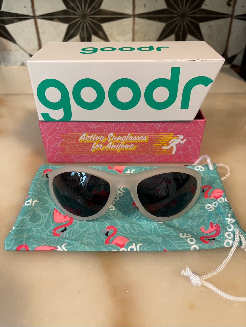 goodr Unisex Frosted Clear Bug Eye Sunglasses—Ready for Takeoff